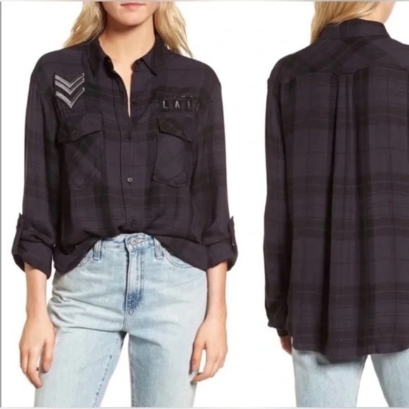Rails Tops - Rails Pepper Juniper Military Black Plaid Button-Up Shirt